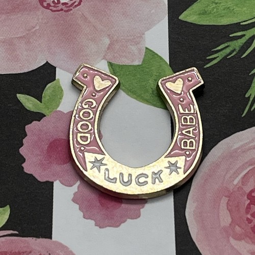 Pink horseshoe enamel pin - pink,